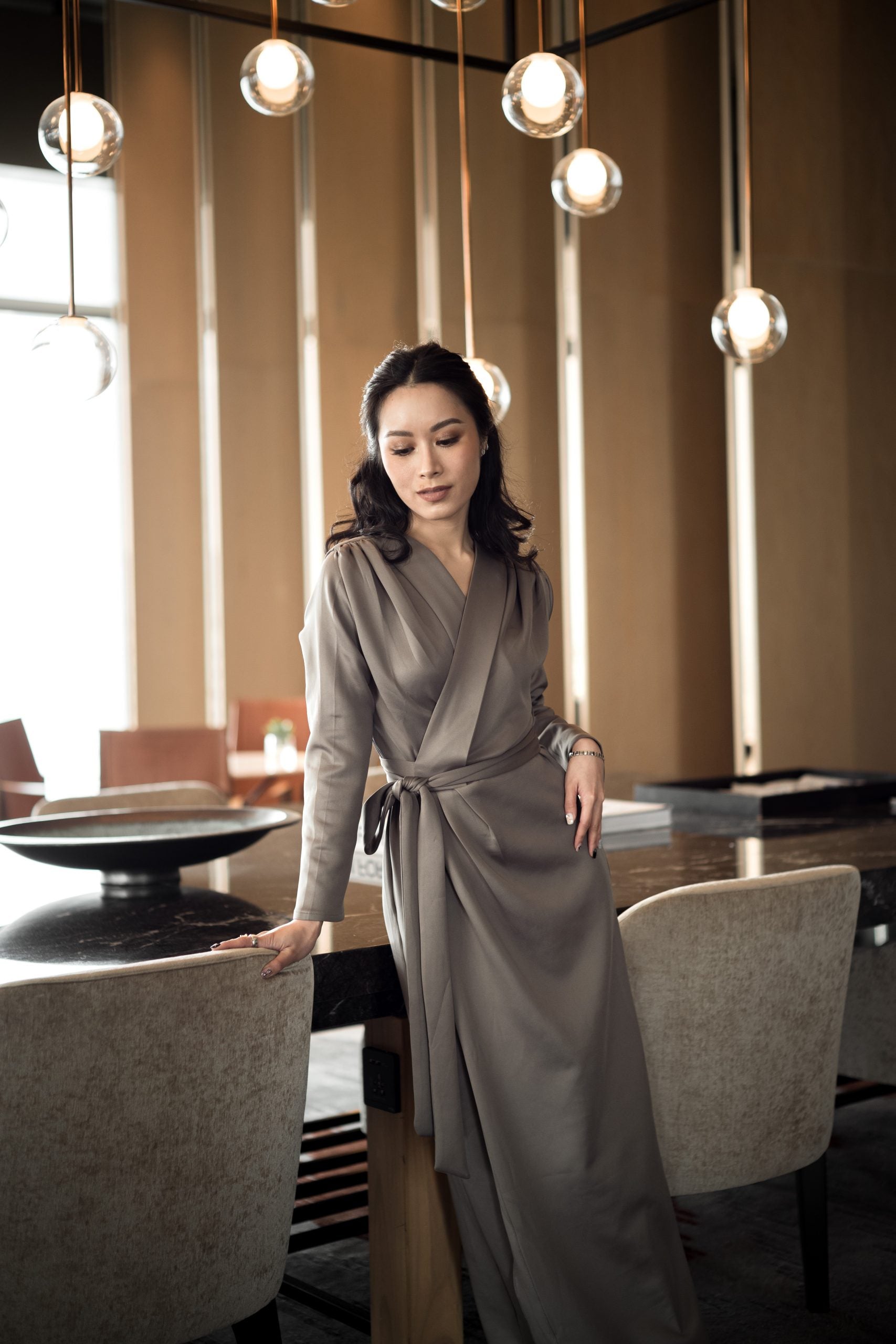 kaila wrap style jersey dress Reformation Kaila Jersey Wrap Brown Midi Dress Size ES Plus 3X