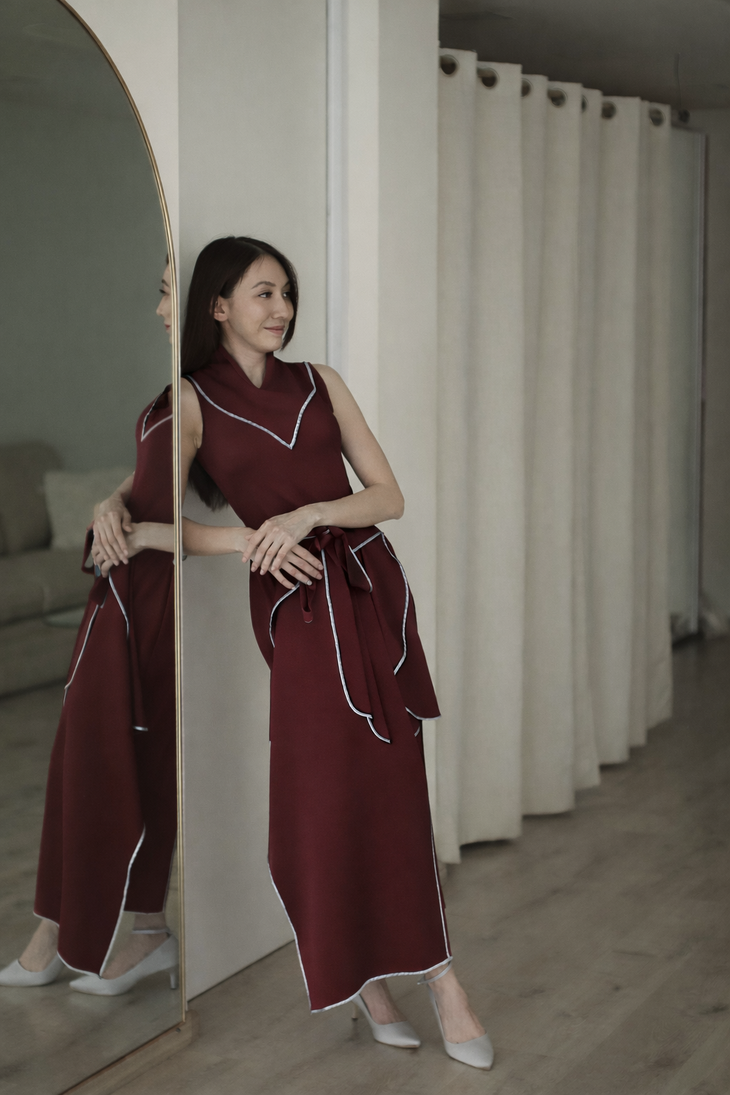 Xenna Long Dress Sleeveless Maroon - Atvezzo Dress