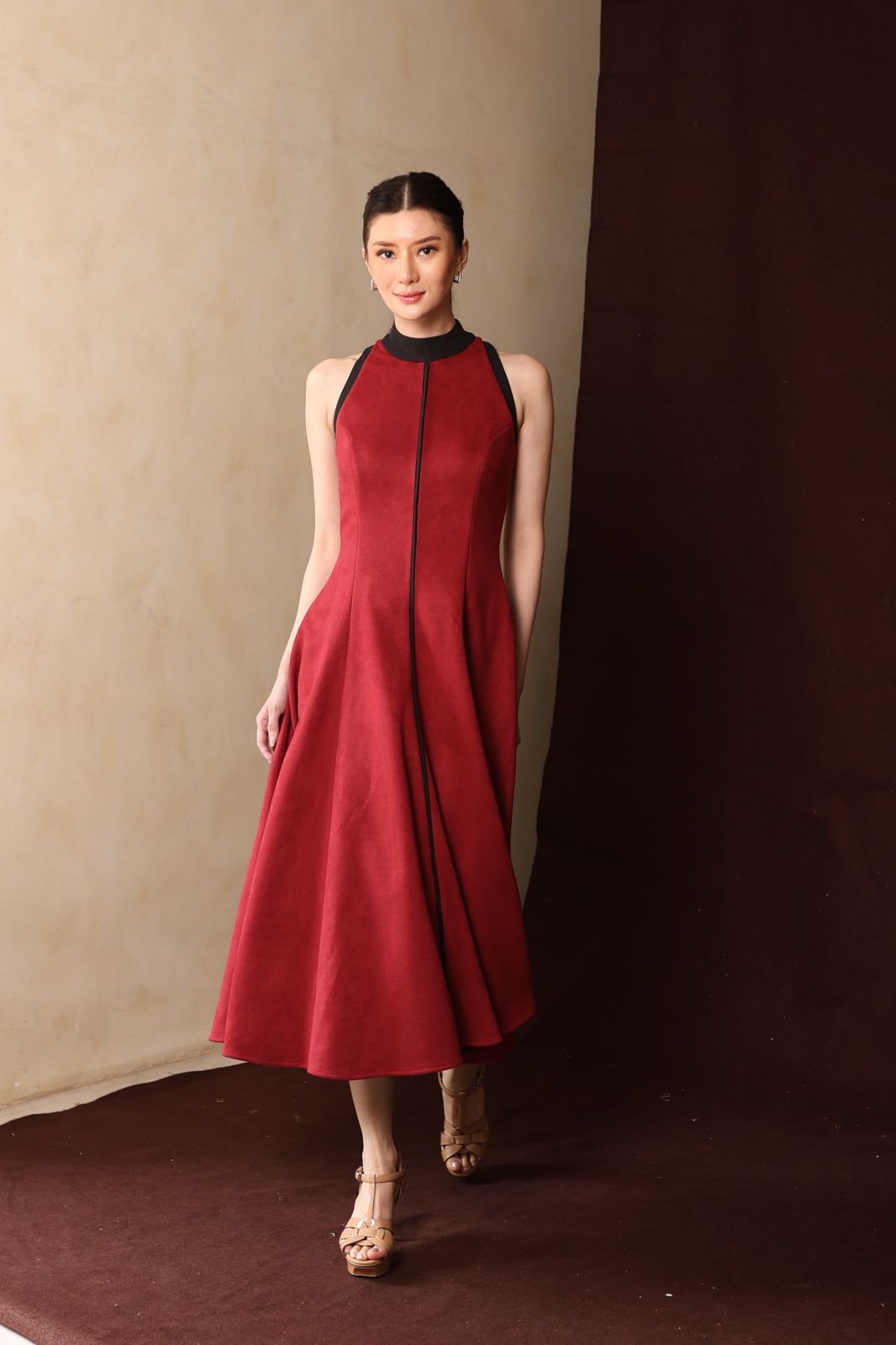 Senna Sleveeless Dress Maroon - Atvezzo Dress