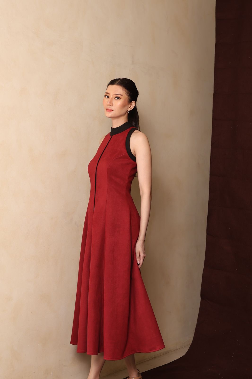 Senna Sleveeless Dress Maroon - Atvezzo Dress