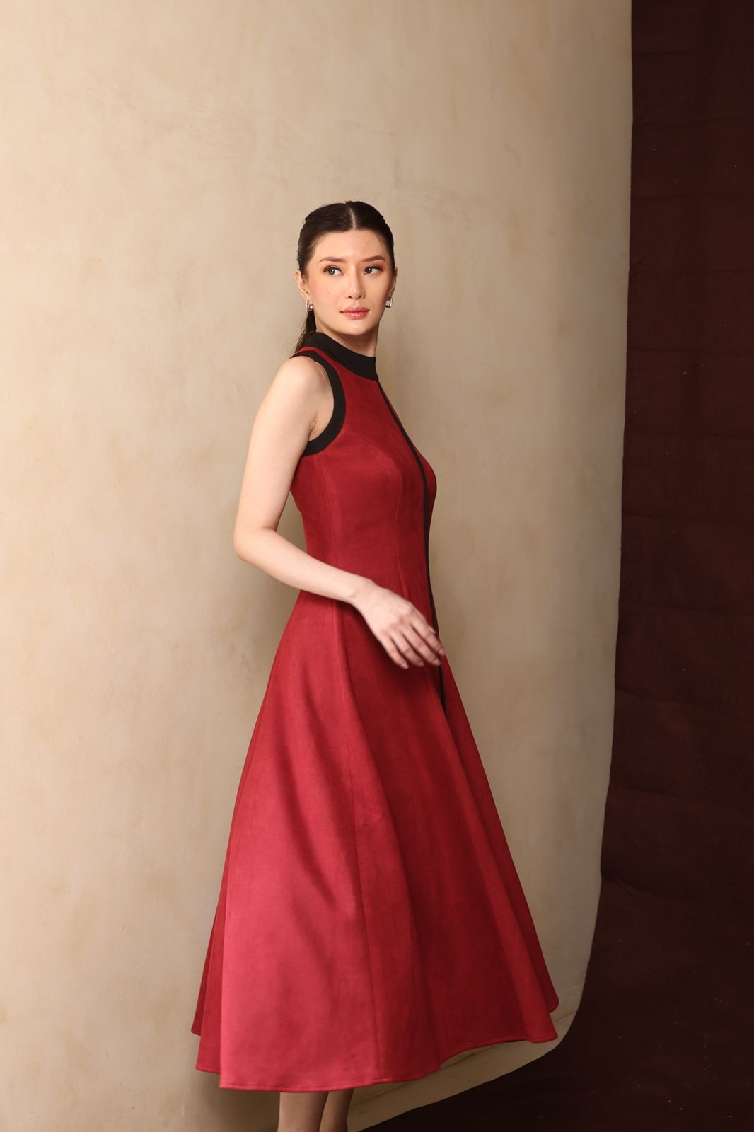 Senna Sleveeless Dress Maroon - Atvezzo Dress