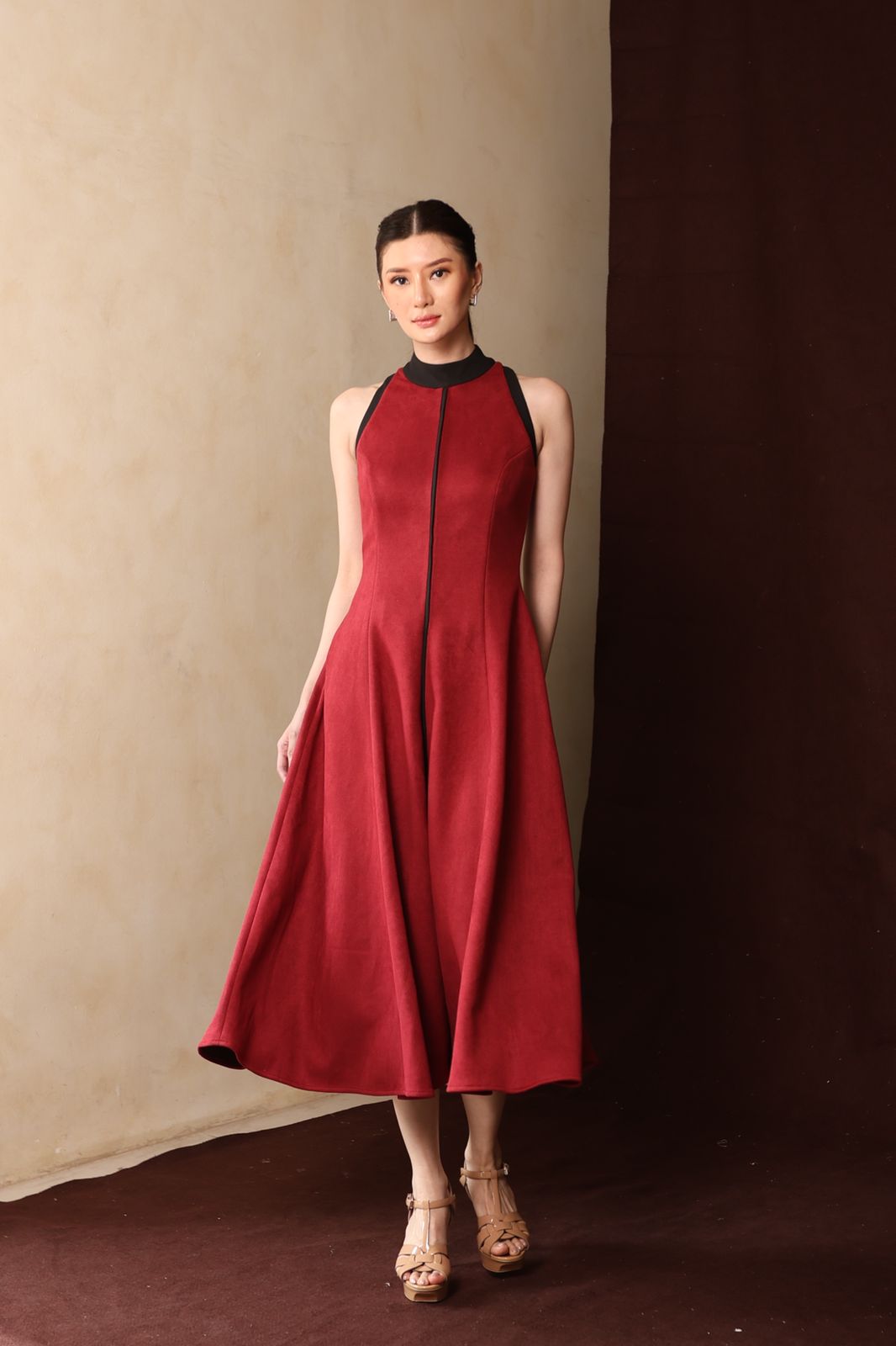 Senna Sleveeless Dress Maroon - Atvezzo Dress