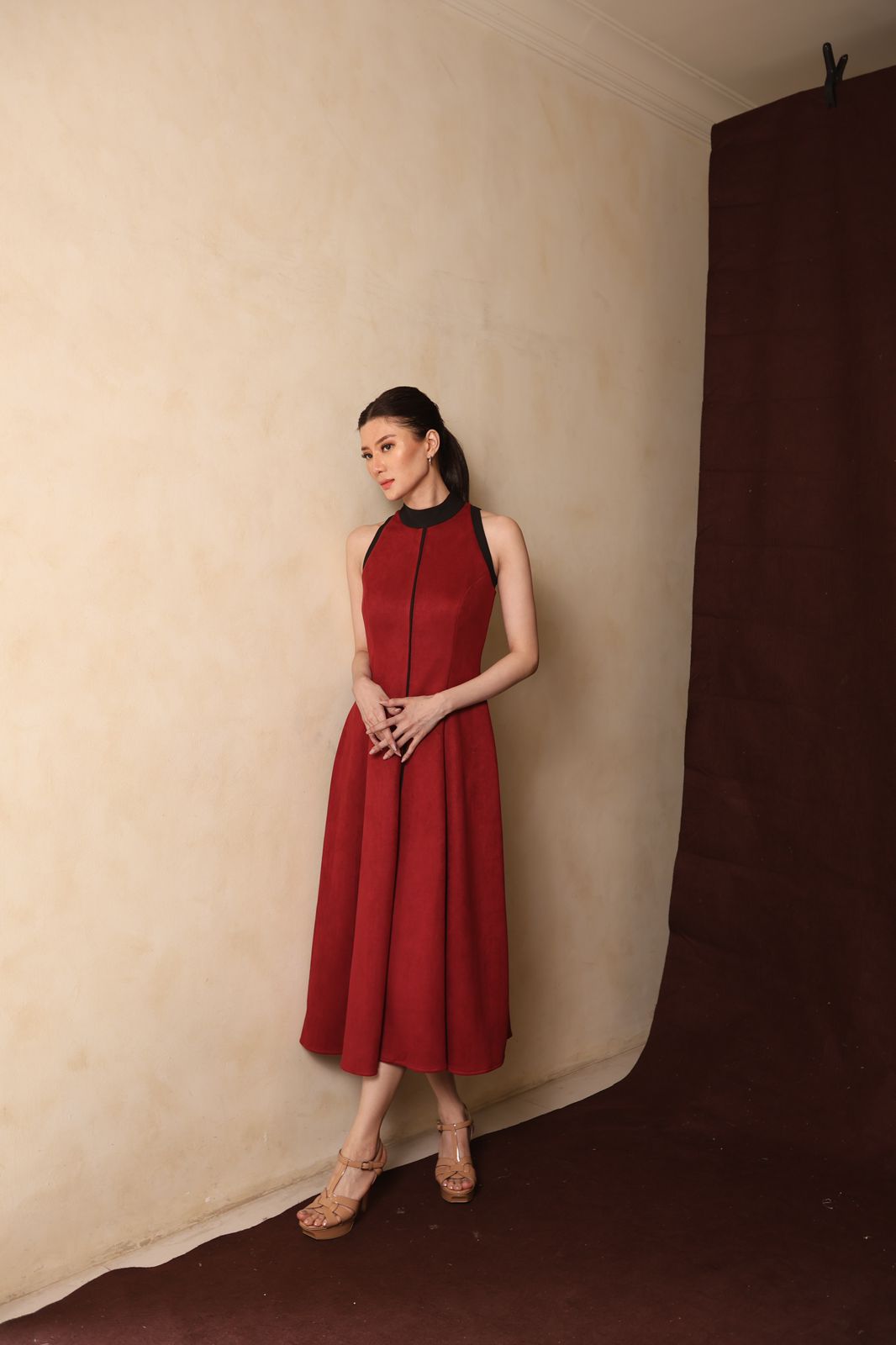 Senna Sleveeless Dress Maroon - Atvezzo Dress