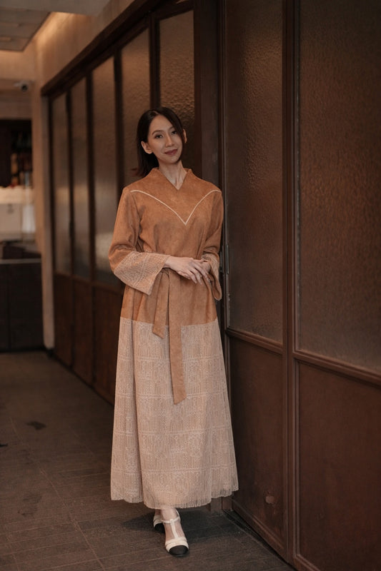 Malika Long Dress Golden Brown