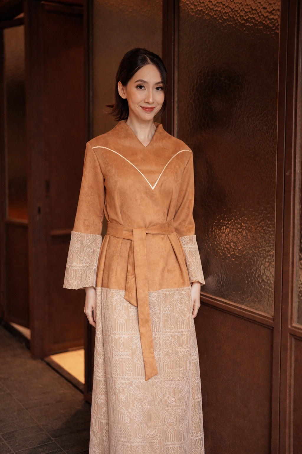 Malika Long Dress Golden Brown