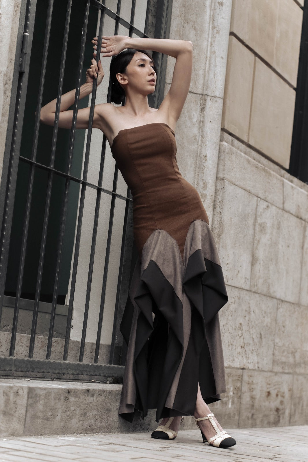 Zella Drapy Dress Bronze