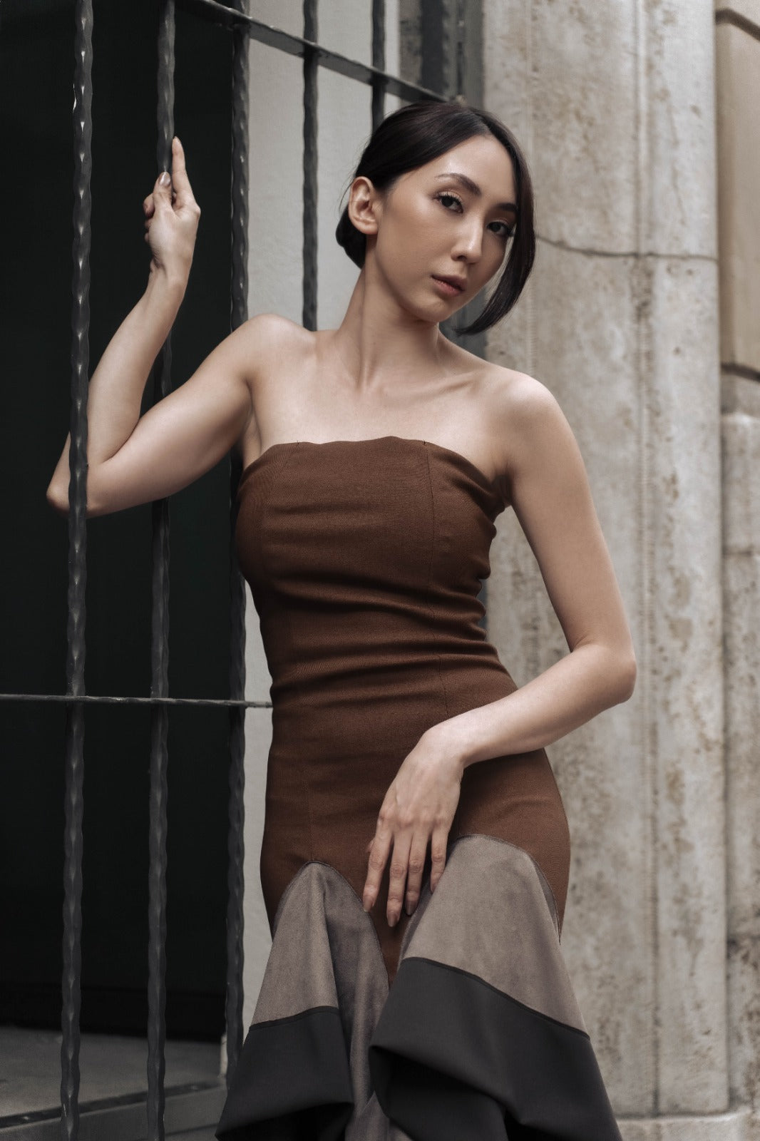Zella Drapy Dress Bronze