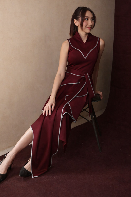 Xenna Long Dress Sleeveless Maroon - Atvezzo Dress